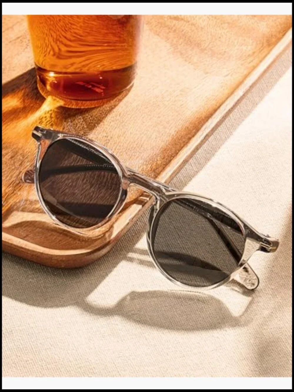 Round Acetate Polarized Sunglasses with UV Protection Men Keyhole Style
